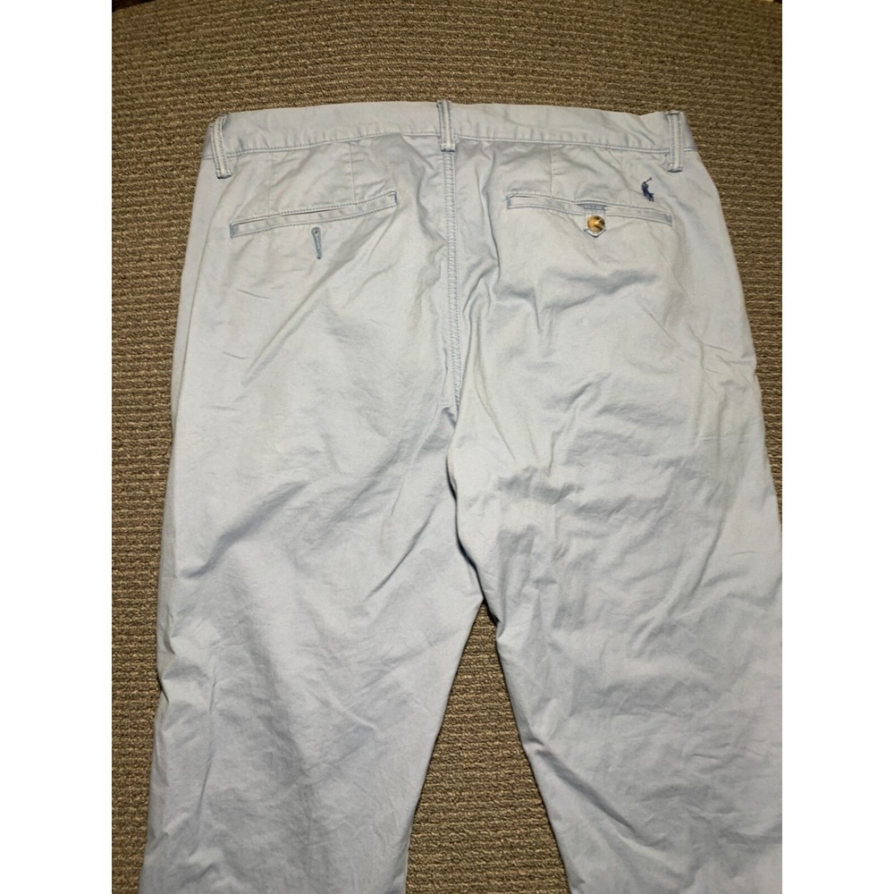 Polo Ralph Lauren Mens Classic Fit Flat Front Chino Blue Pants 34x32 Cotton - Picture 5 of 16